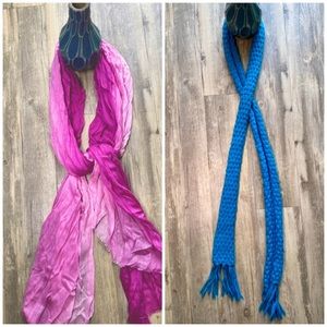 EUC Pink and Teal Scarf Bundle of Two.
